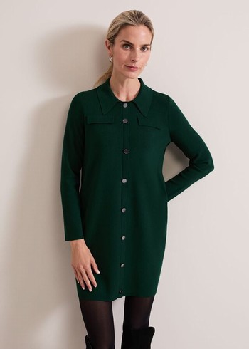 Phase Eight Azealia Fine Collared Tunic Dress Green Australia | OC1483962